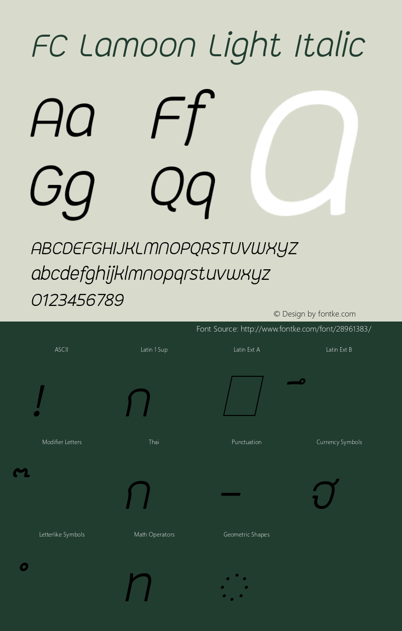 FC Lamoon Light Italic Version 1.00 2018 by Fontcraft : Jutipong Poosumas图片样张