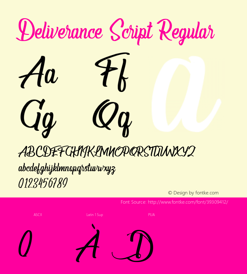 Deliverance Script Version 1.00;October 19, 2019;FontCreator 11.5.0.2422 32-bit图片样张