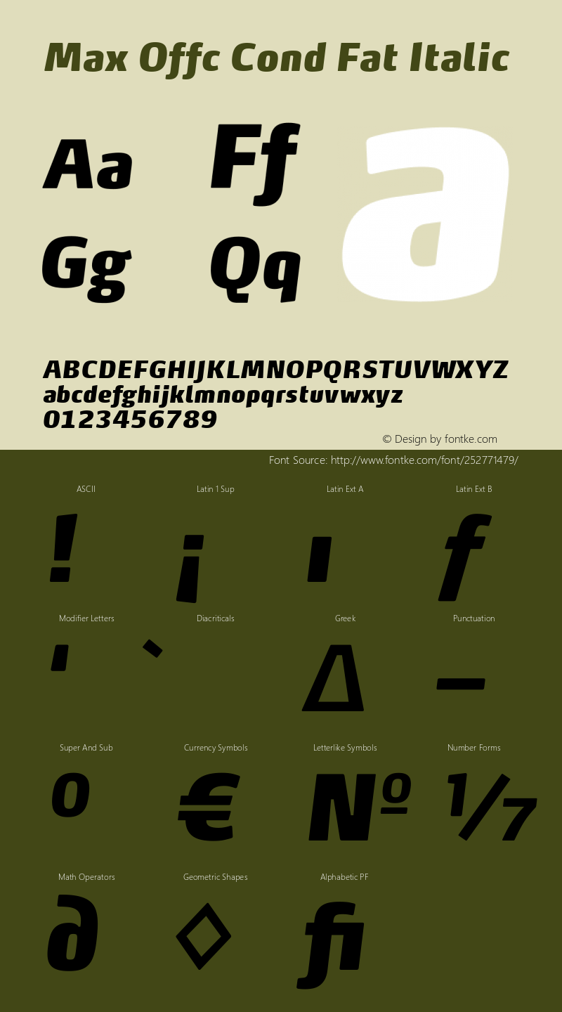 Max Offc Cond Fat Italic Version 7.504; 2014; Build 1021图片样张