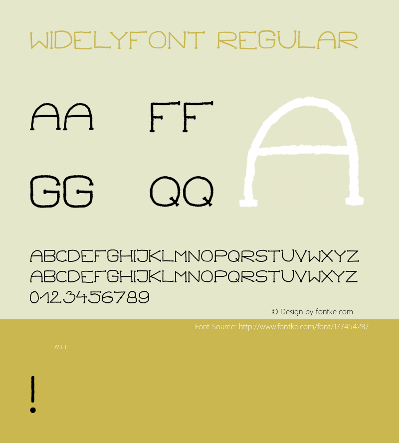 Widelyfont Regular Version 1.000;PS 001.000;hotconv 1.0.70;makeotf.lib2.5.58329图片样张