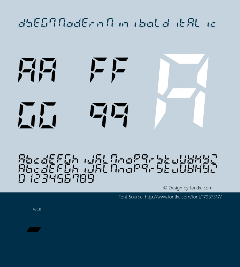 DSEG7 Modern Mini Bold Italic Version 0.2图片样张
