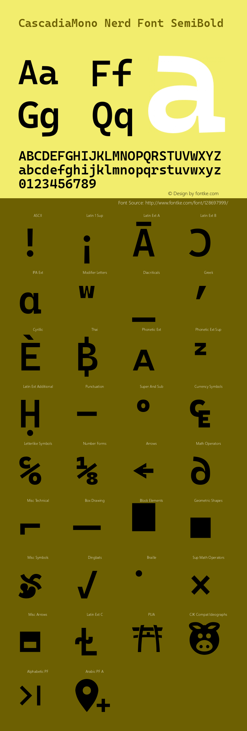 Cascadia Mono SemiBold Nerd Font Complete Version 2009.022图片样张