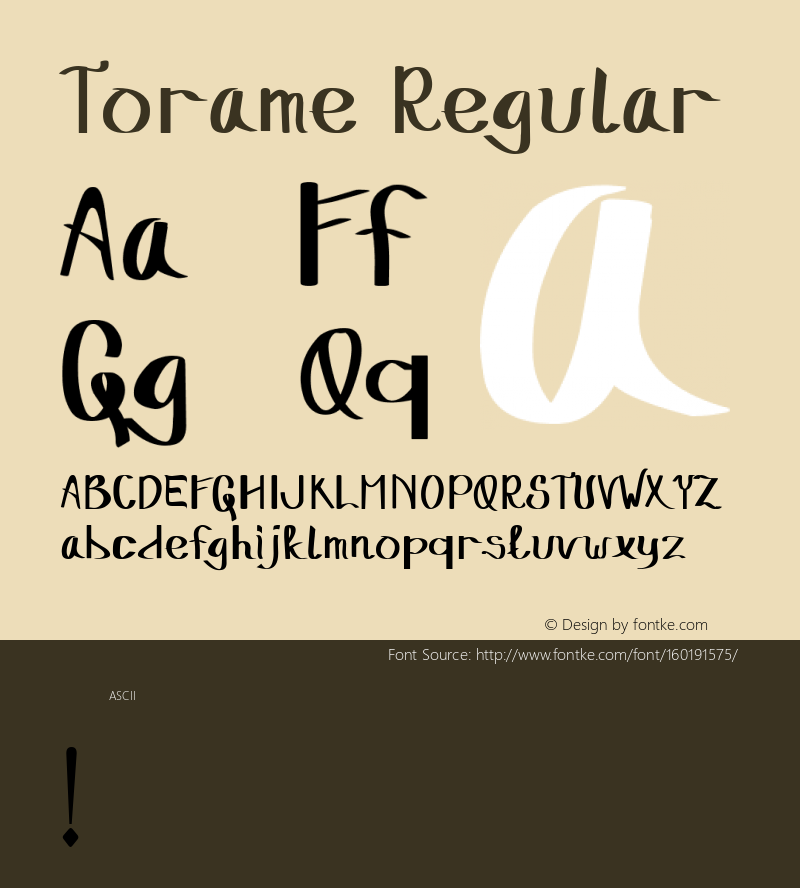 Torame Version 1.00;April 17, 2020;FontCreator 12.0.0.2555 64-bit图片样张