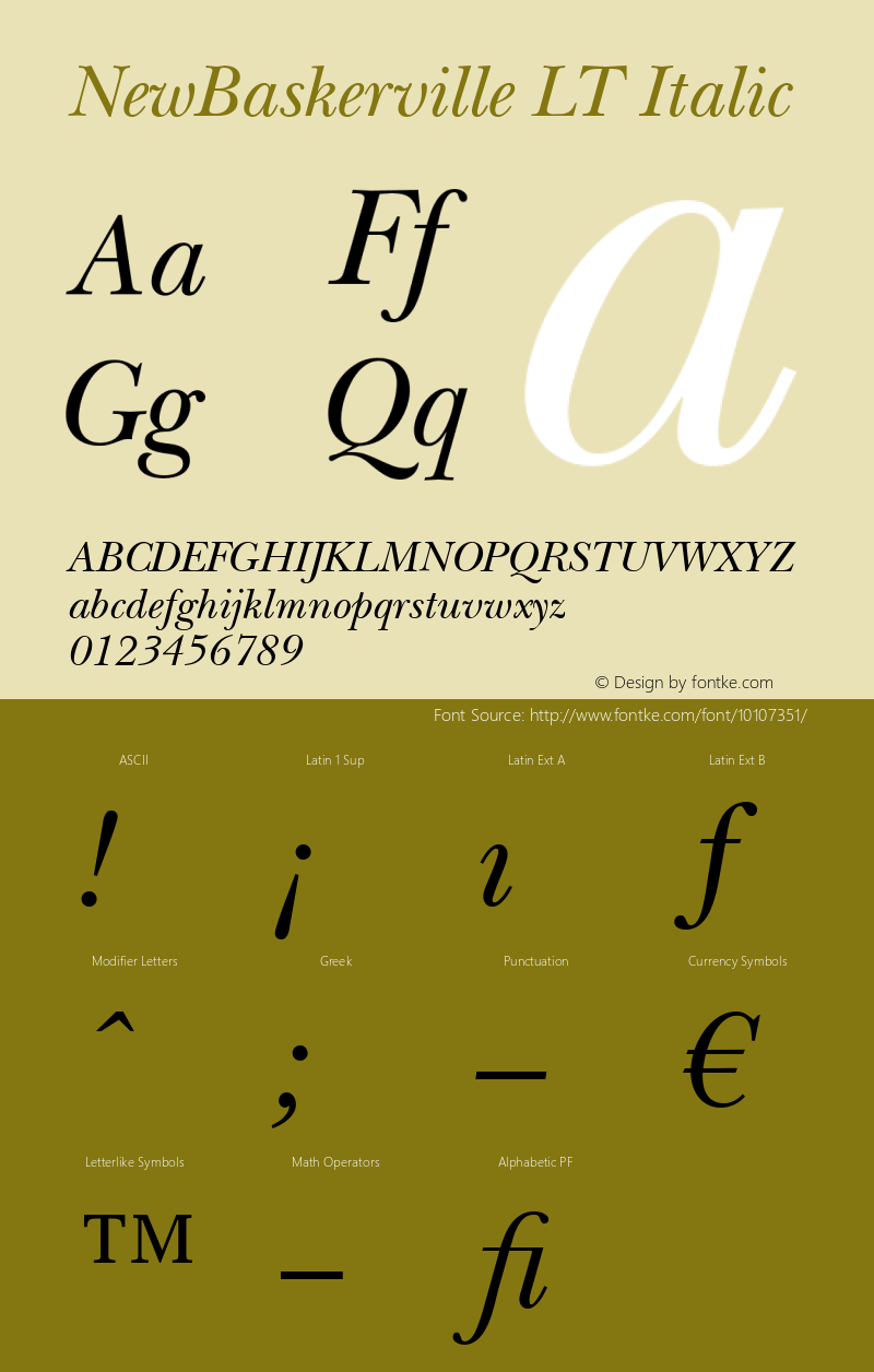 NewBaskerville LT Italic Version 6.1; 2002图片样张