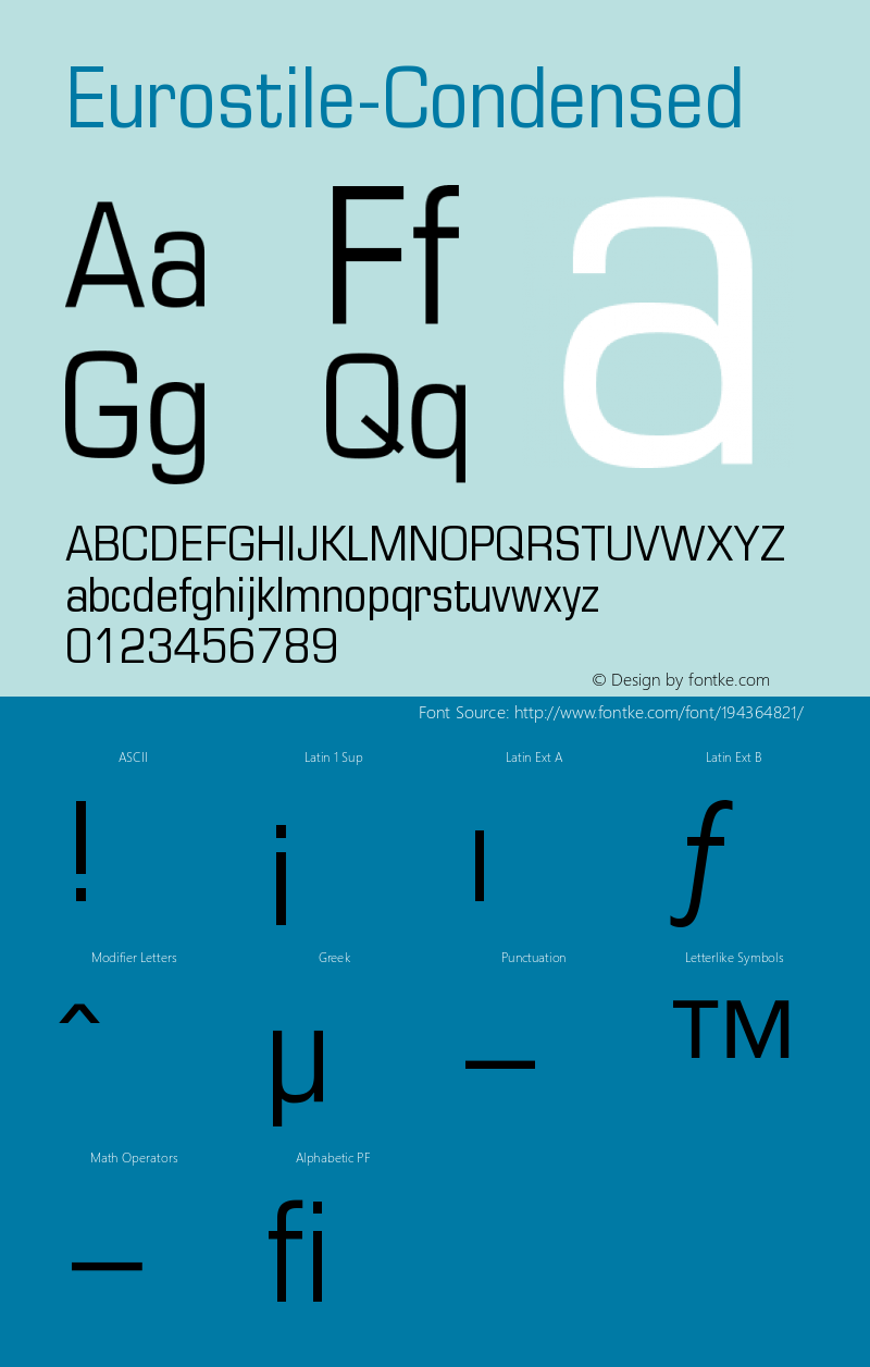 ☞Eurostile Condensed Version 001.002 ; ttfautohint (v1.5);com.myfonts.easy.mti.eurostile.condensed.wfkit2.version.tdd图片样张