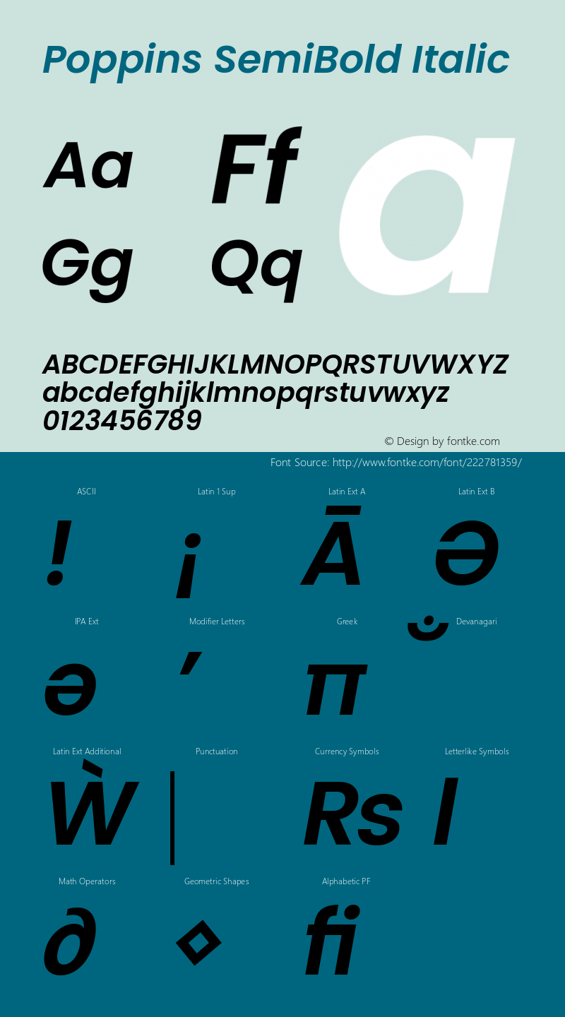 Poppins SemiBold Italic 4.004图片样张