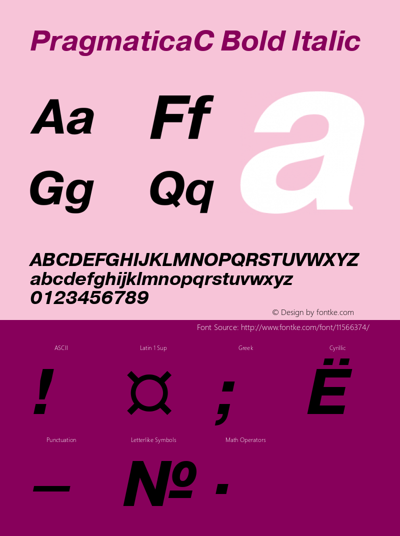 PragmaticaC Bold Italic Version 001.000图片样张