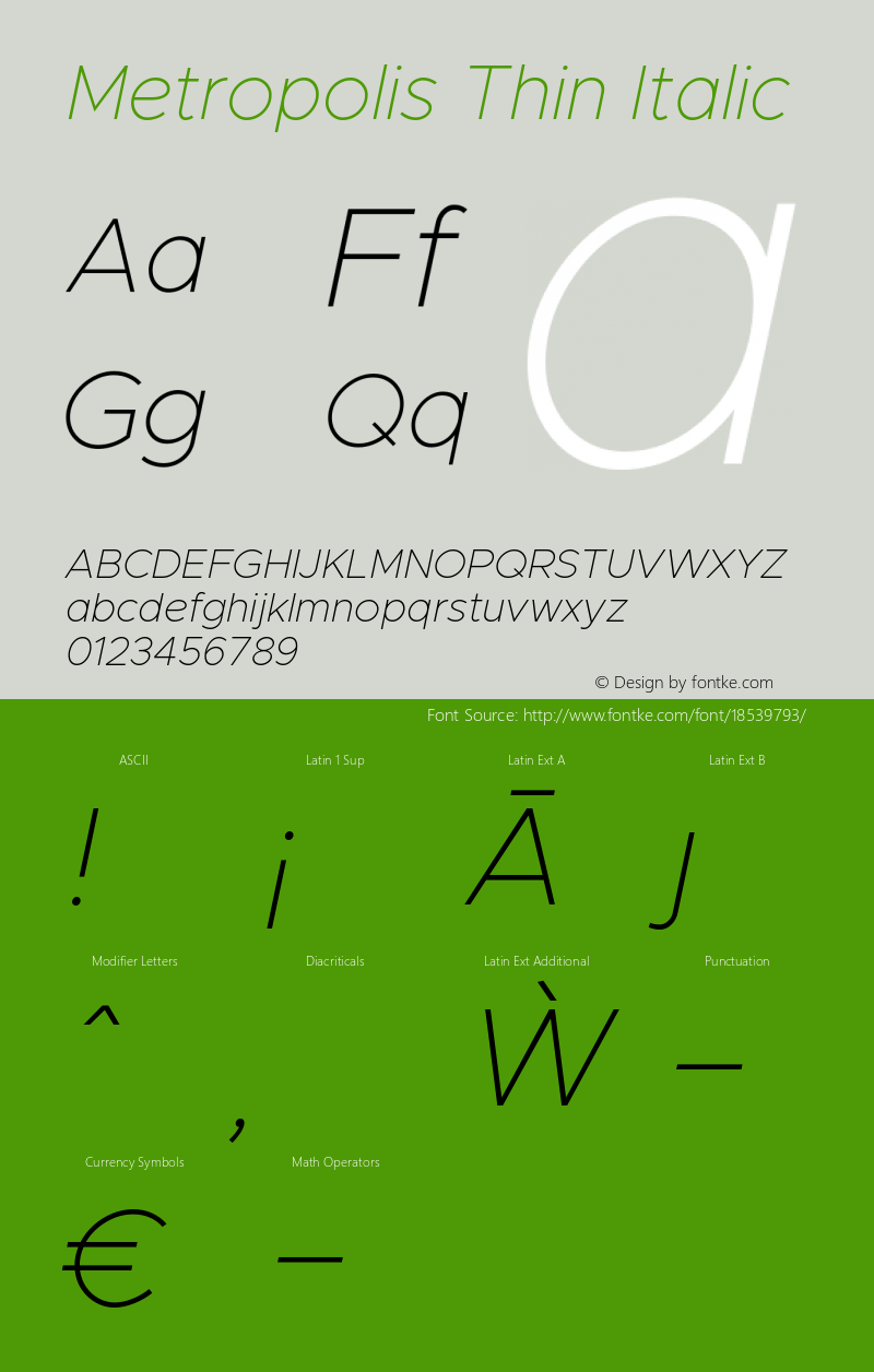 Metropolis Thin Italic Version 1.000图片样张