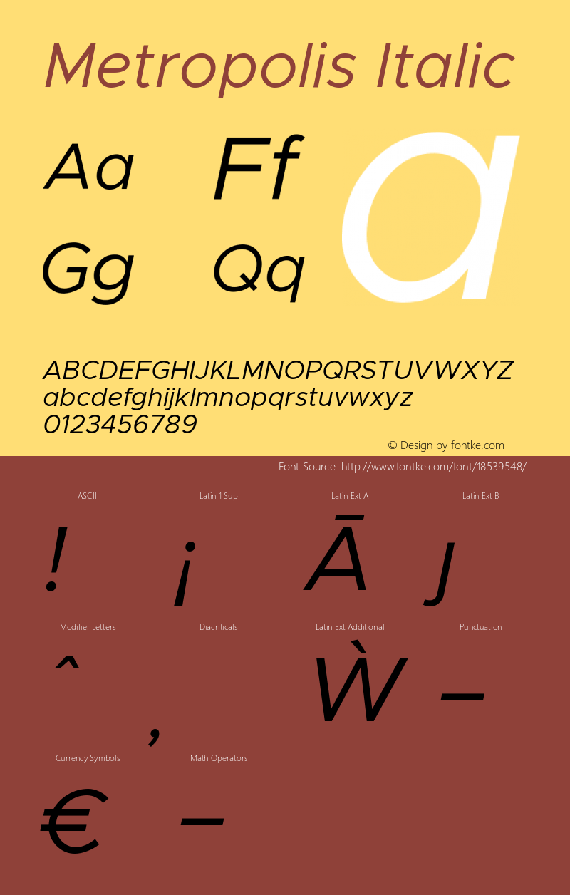 Metropolis Italic Version 1.000;PS 001.000;hotconv 1.0.88;makeotf.lib2.5.64775图片样张