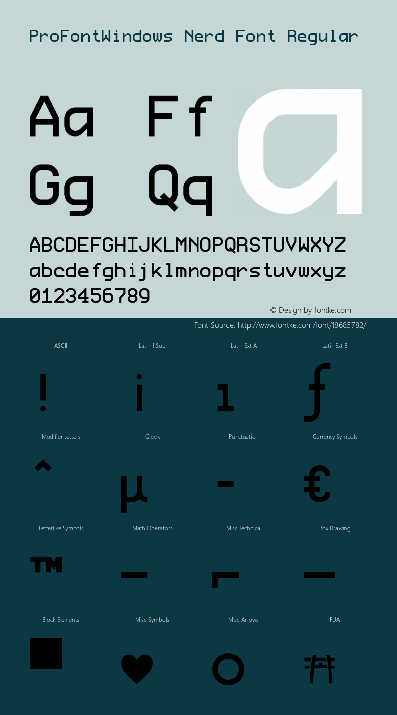 ProFontWindows Nerd Font Regular ProFontWindows 2.3图片样张