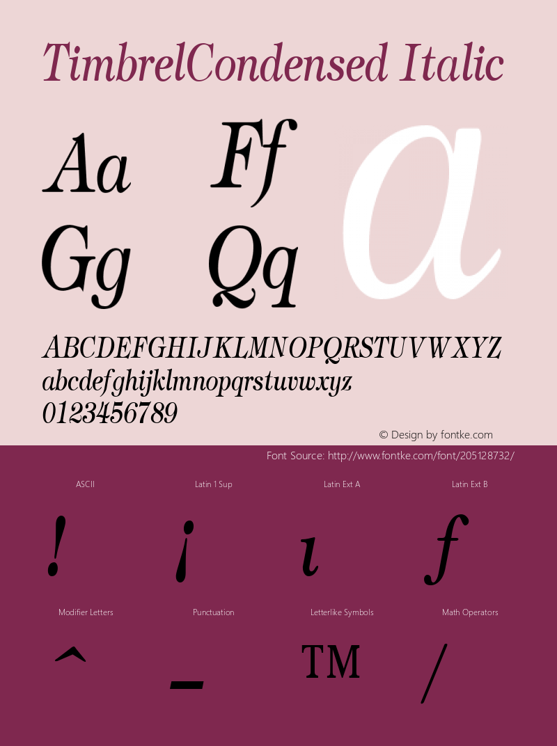 TimbrelCondensed Italic Altsys Metamorphosis:12/22/95图片样张