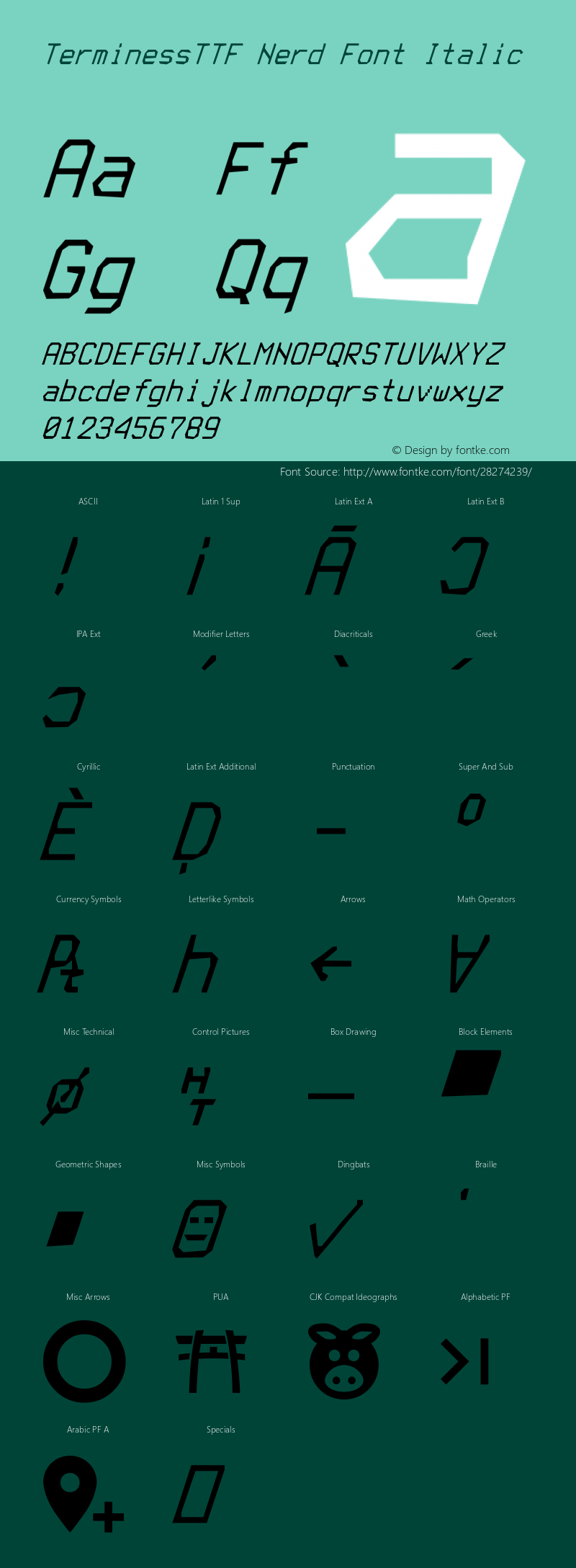 Terminess (TTF) Italic Nerd Font Complete Version 4.40.1;Nerd Fonts 2.图片样张