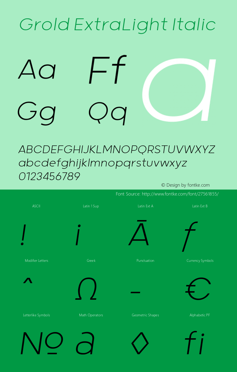 Grold ExtraLight Italic Version 1.000;YWFTv17图片样张