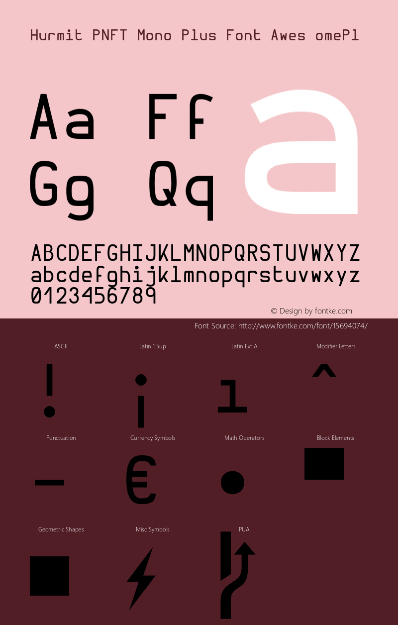 Hurmit PNFT Mono Plus Font Awes omePl Version 1.21;Nerd Fonts 0.5.图片样张