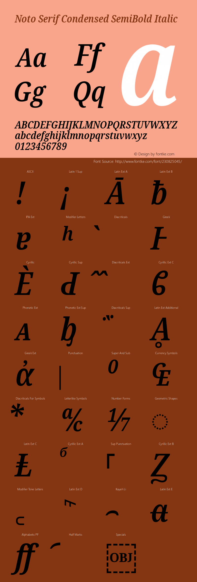 Noto Serif Condensed SemiBold Italic Version 2.007图片样张