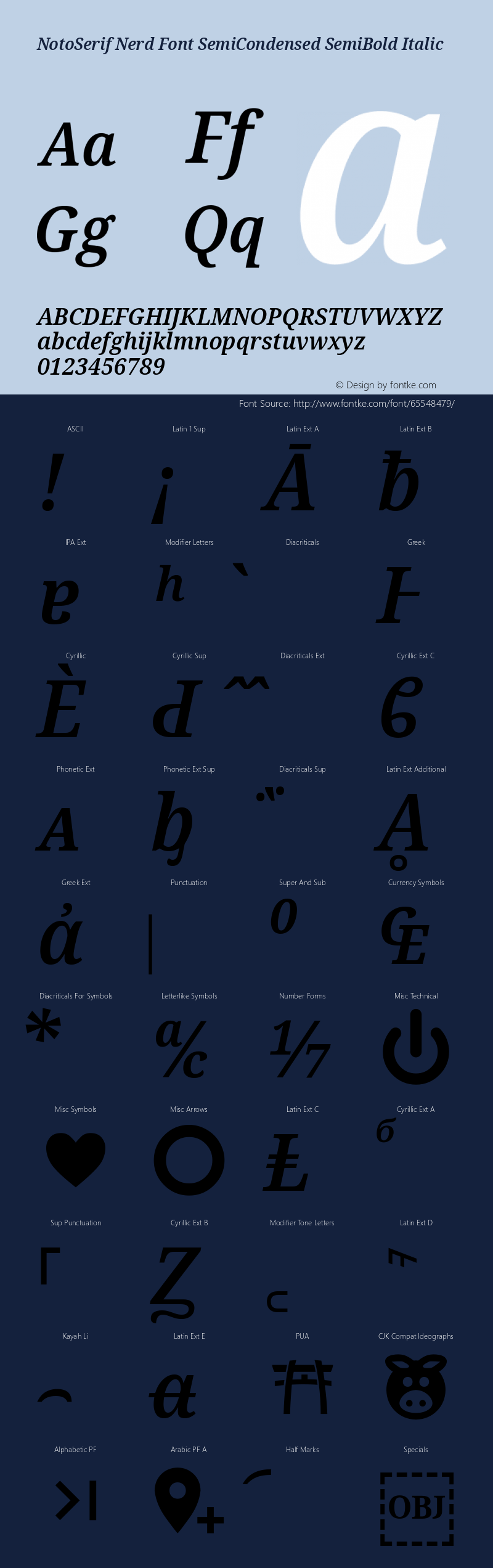 Noto Serif SemiCondensed SemiBold Italic Nerd Font Complete Version 2.000;GOOG;noto-source:20170915:90ef993387c0; ttfautohint (v1.7)图片样张