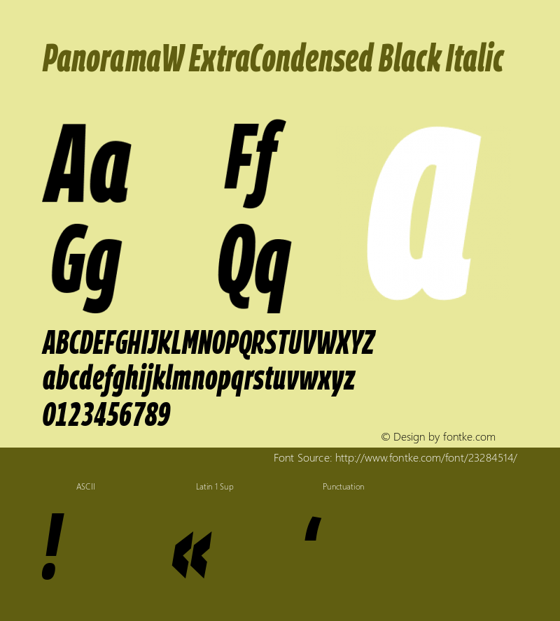 PanoramaW ExtraCondensed Black Italic Version 1.001;PS 1.1;hotconv 1.0.72;makeotf.lib2.5.5900; ttfautohint (v0.92) -l 8 -r 50 -G 200 -x 14 -w 