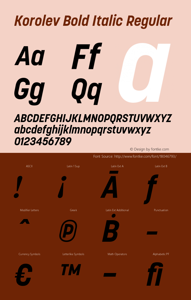 Korolev Bold Italic Regular Version 1.000图片样张