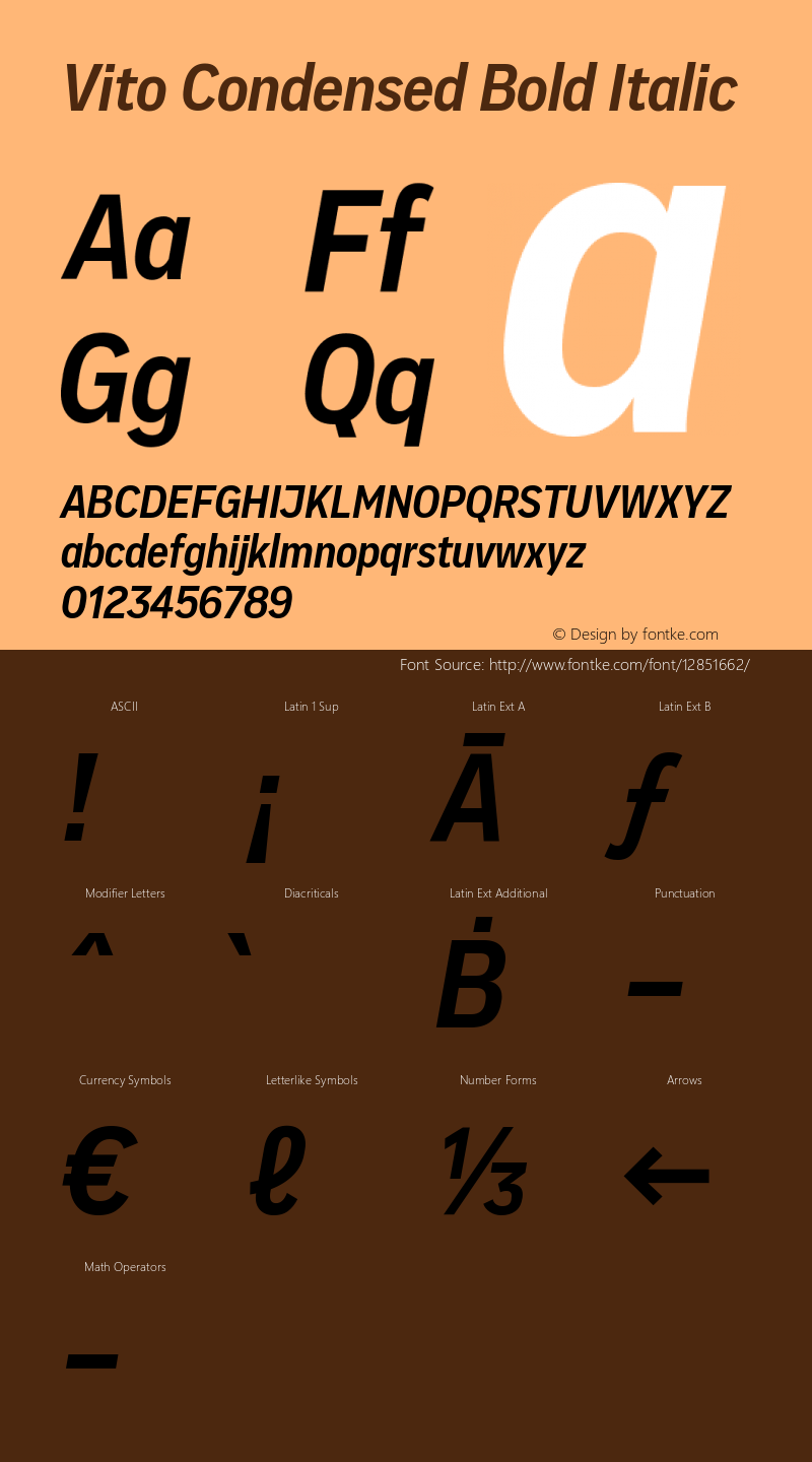 Vito Condensed Bold Italic Version 1.000;PS 001.000;hotconv 1.0.70;makeotf.lib2.5.58329图片样张