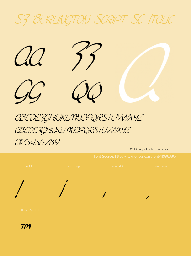 SF Burlington Script SC Italic ver 1.0; 2000. Freeware for non-commercial use.图片样张