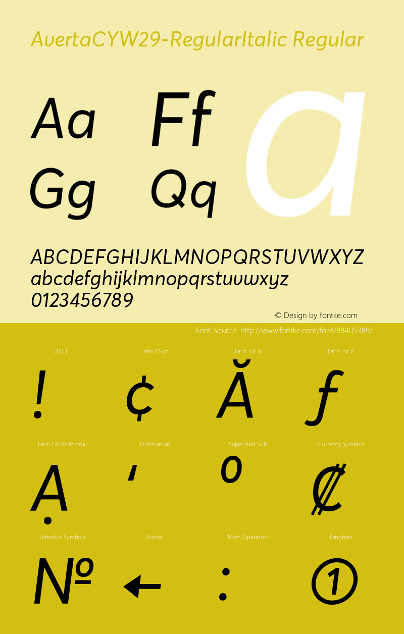 Averta CY W29 Regular Italic Version 1.008图片样张