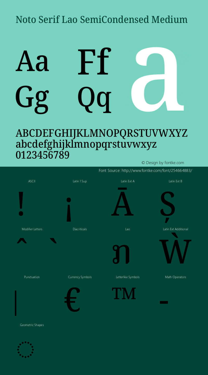 Noto Serif Lao SemiCondensed Medium Version 2.003图片样张