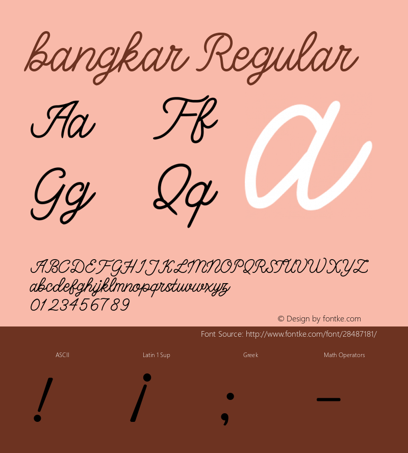 bangkar Version 1.00;January 20, 2019;FontCreator 11.5.0.2427 32-bit图片样张