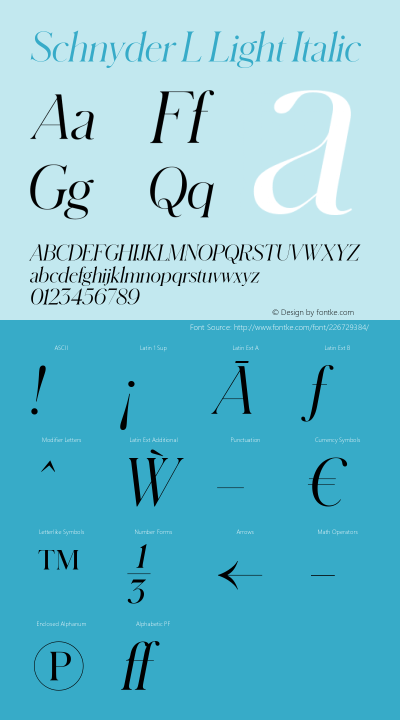 Schnyder L Light Italic Version 1.001 2018图片样张