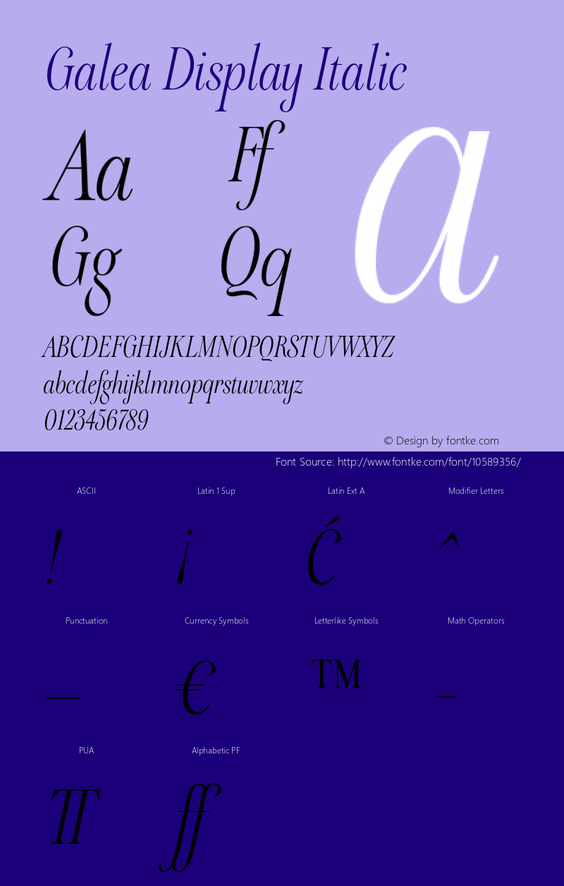 Galea Display Italic Version 1.001;PS 1.1;hotconv 1.0.70;makeotf.lib2.5.58329图片样张