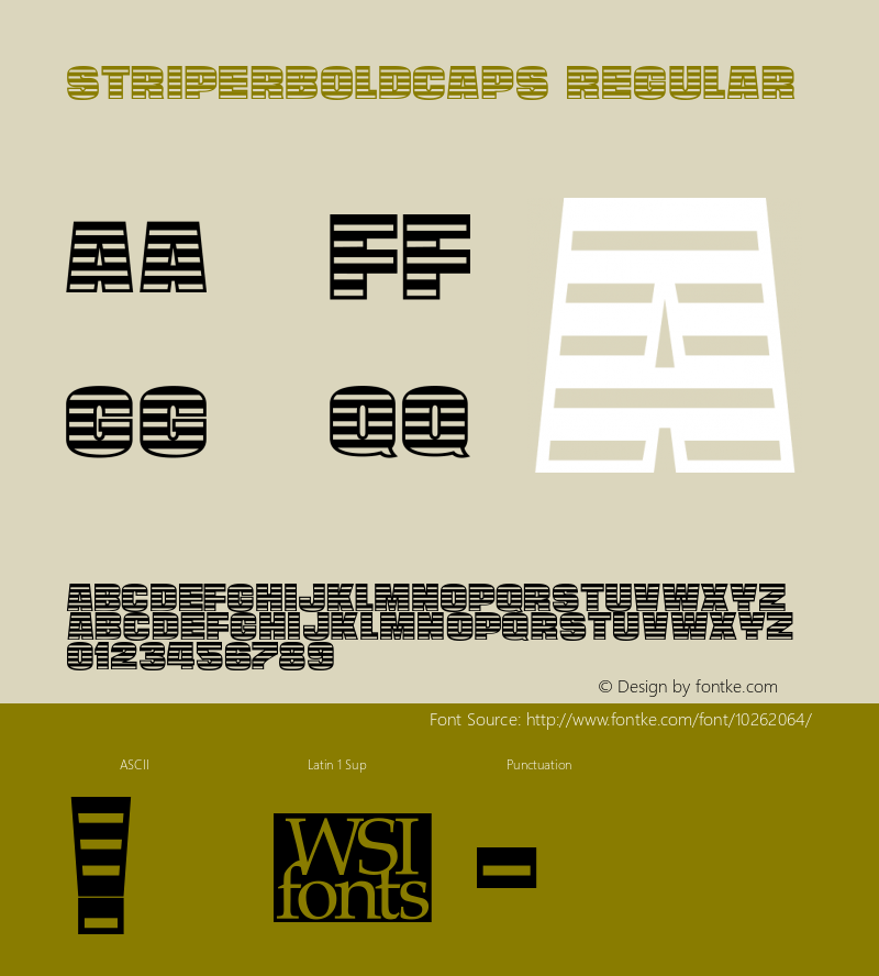 StriperBoldCaps Regular Macromedia Fontographer 4.1 7/1/96图片样张