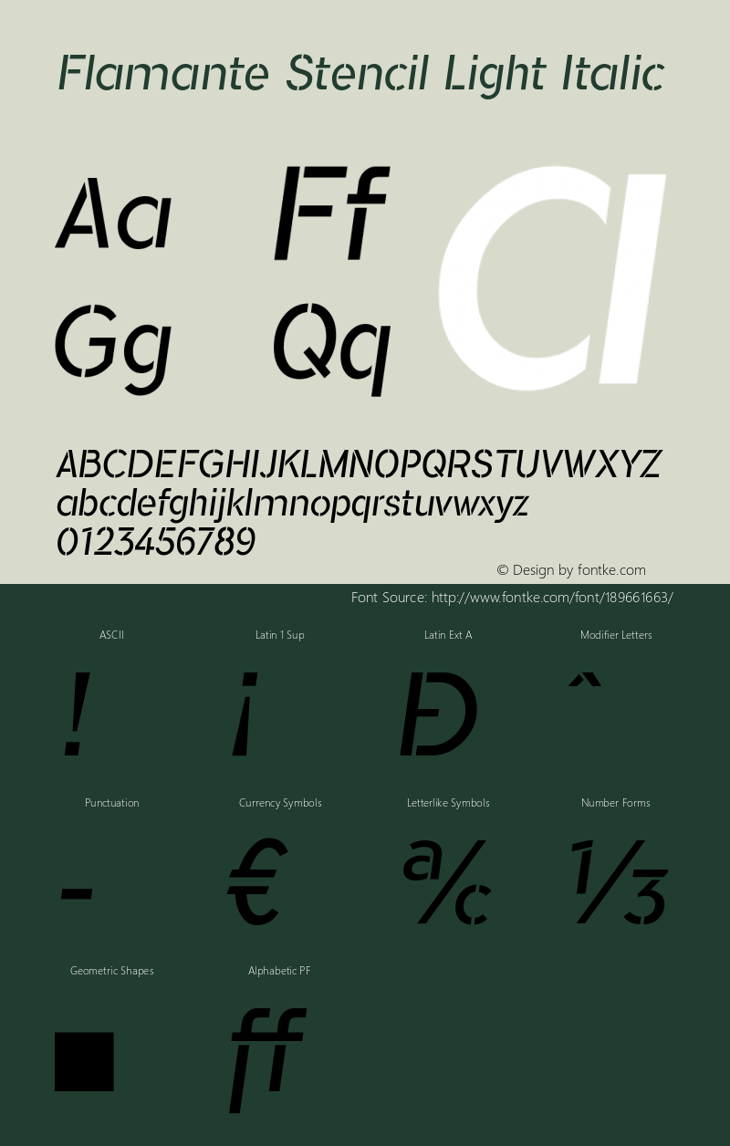 Flamante Stencil Light Italic Version Pro 1.488图片样张