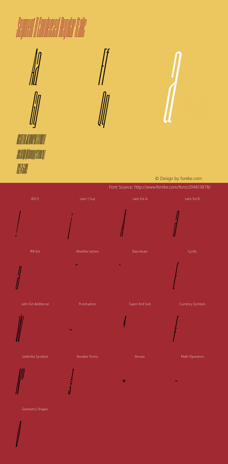 Segment B Condensed Regular Italic Version 1.001;hotconv 1.0.109;makeotfexe 2.5.65596图片样张