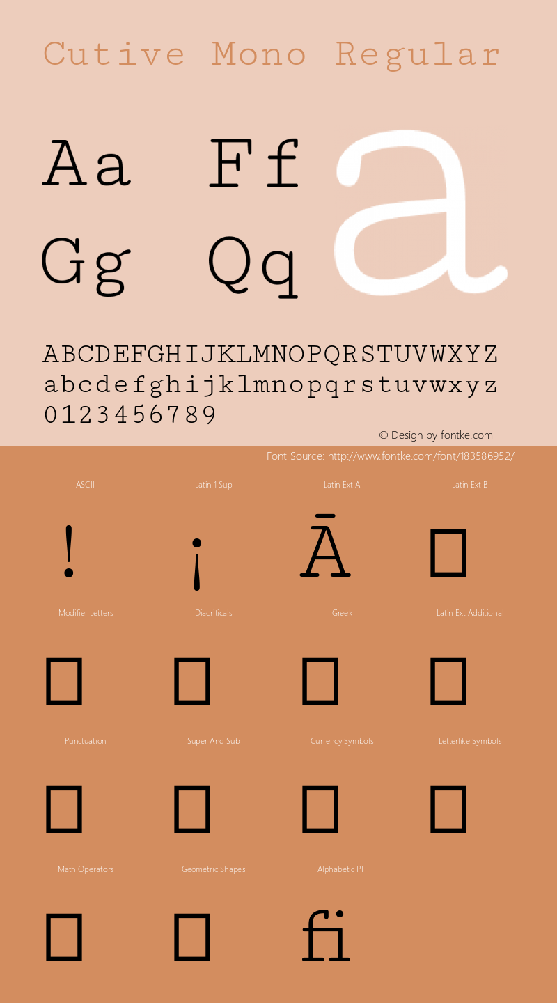 Cutive Mono Regular Version 1.100图片样张