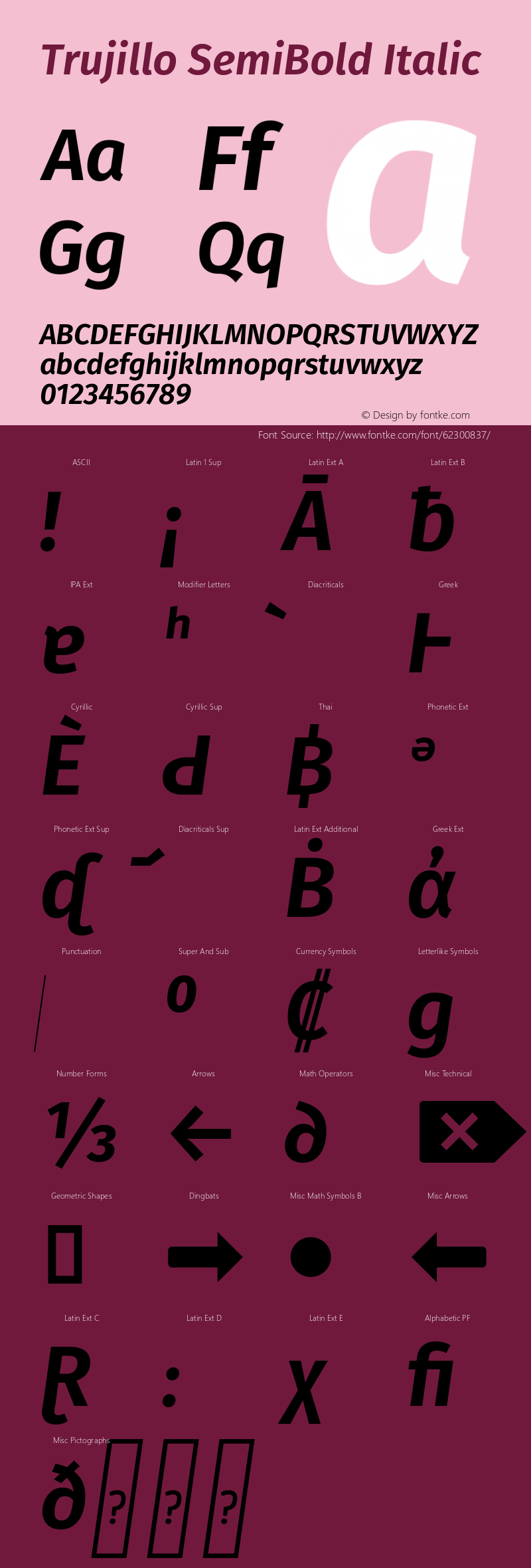 Trujillo SemiBold Italic Version 4.301;April 28, 2020;FontCreator 12.0.0.2522 64-bit图片样张