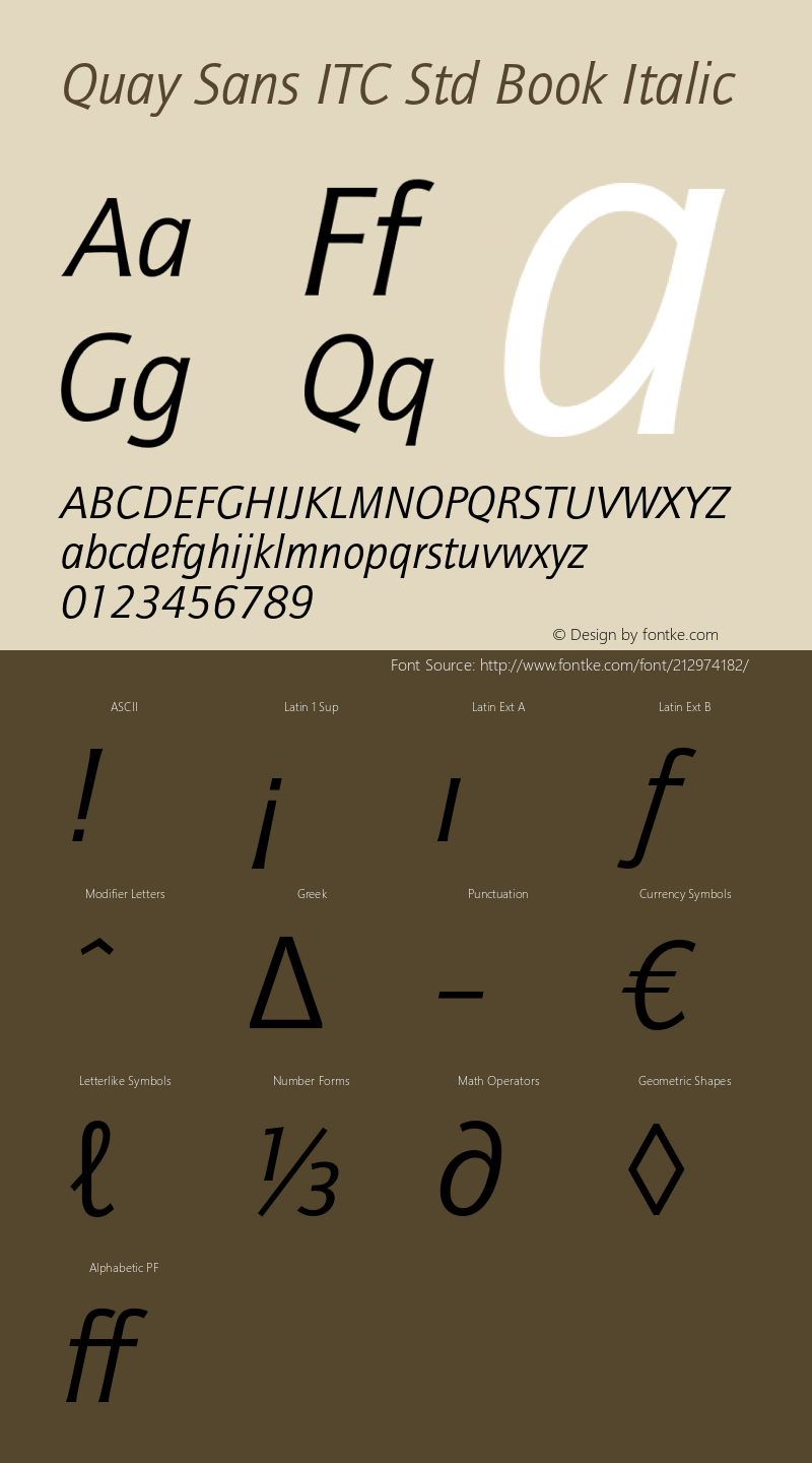 QuaySansITCStd-BookItalic Version 2.000图片样张