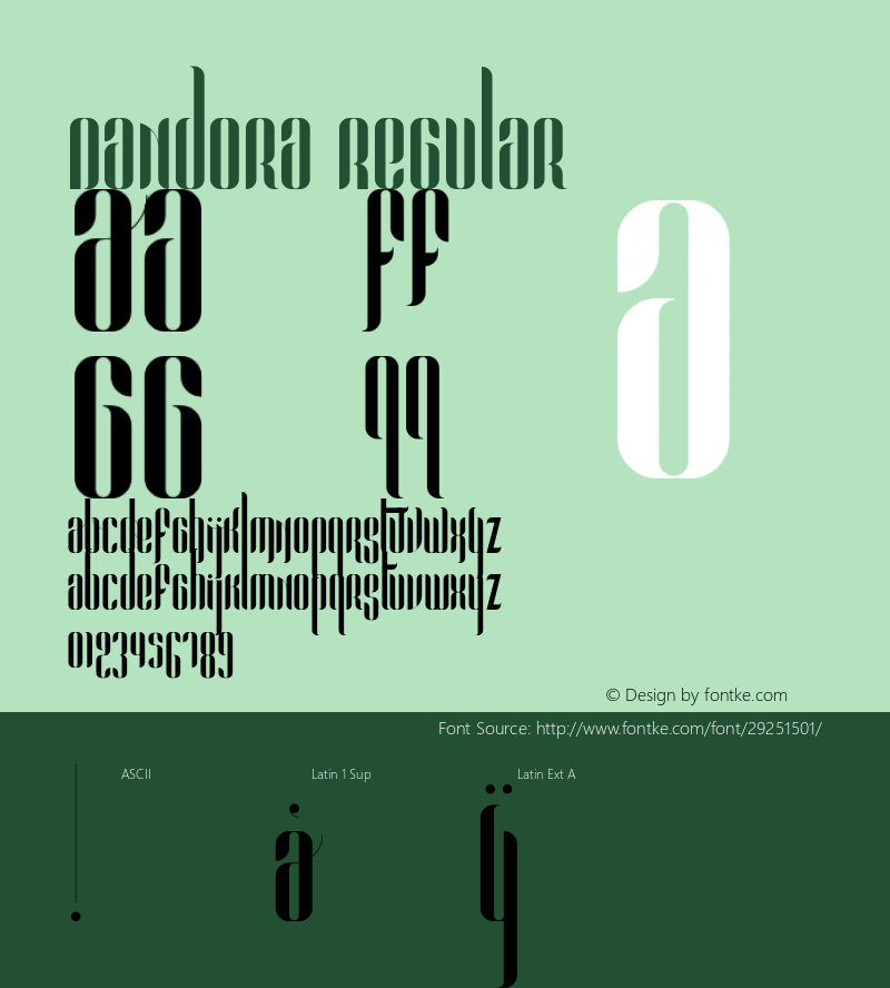 Pandora-Regular Version 1.002;Fontself Maker 2.1.2图片样张