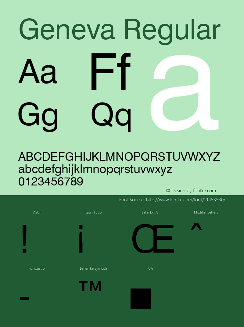 Geneva Regular Font Version 2.6; Converter Version 1.10图片样张