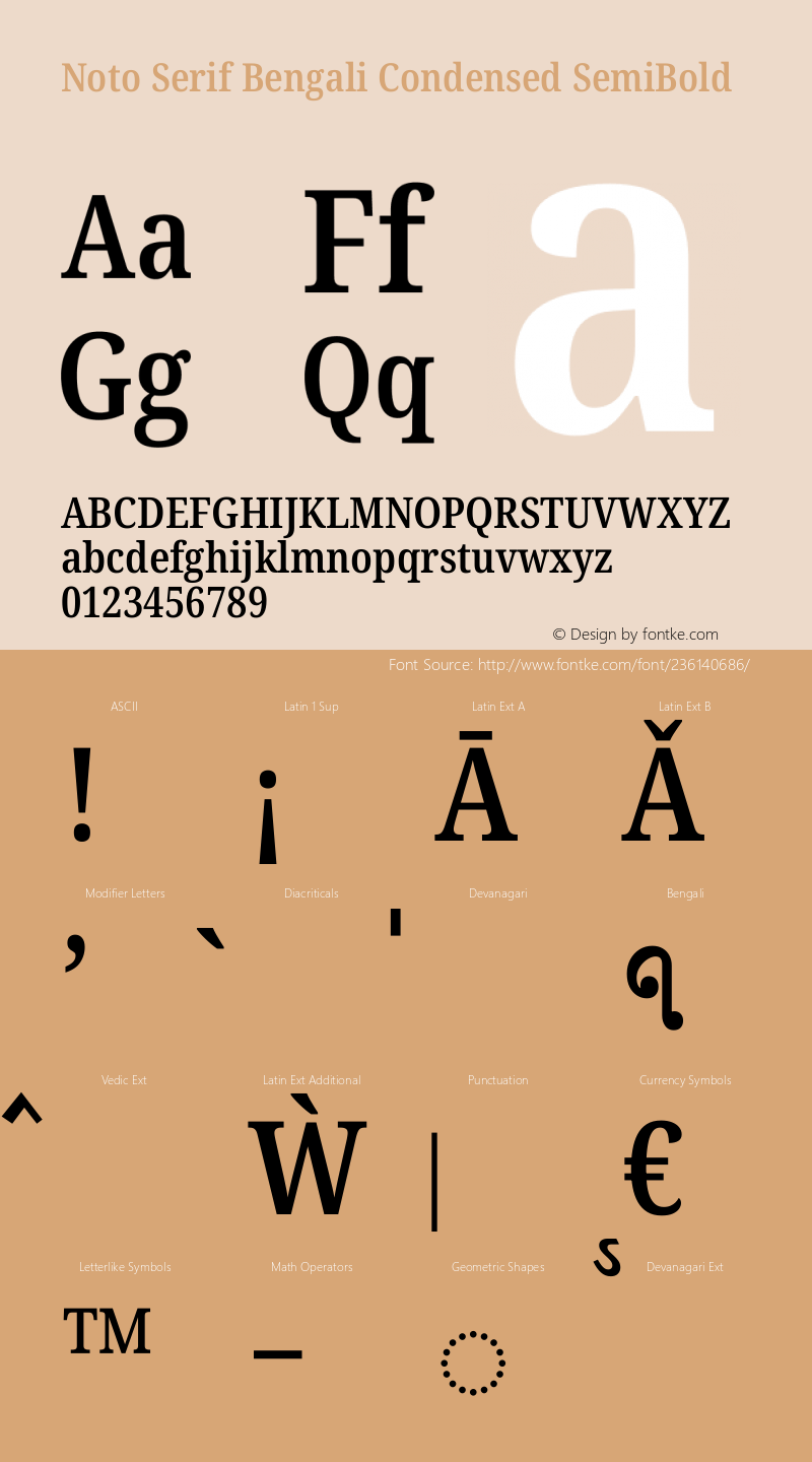 Noto Serif Bengali Condensed SemiBold Version 2.003图片样张