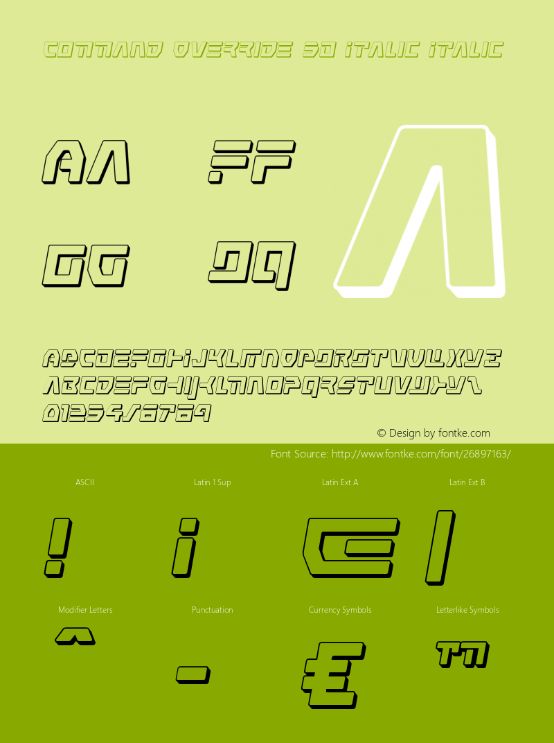 Command Override 3D Italic Version 1.0; 2018图片样张