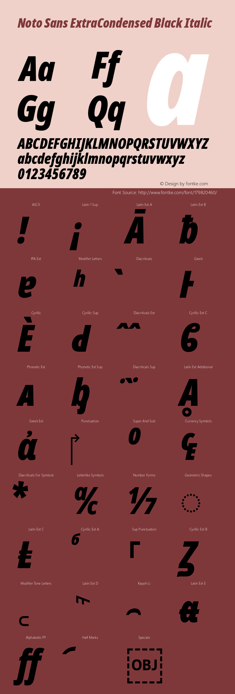 Noto Sans ExtraCondensed Black Italic Version 2.001; ttfautohint (v1.8.2)图片样张