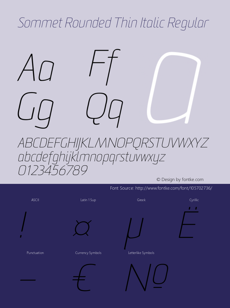 Sommet Rounded W10 Thin Italic Version 1.00图片样张