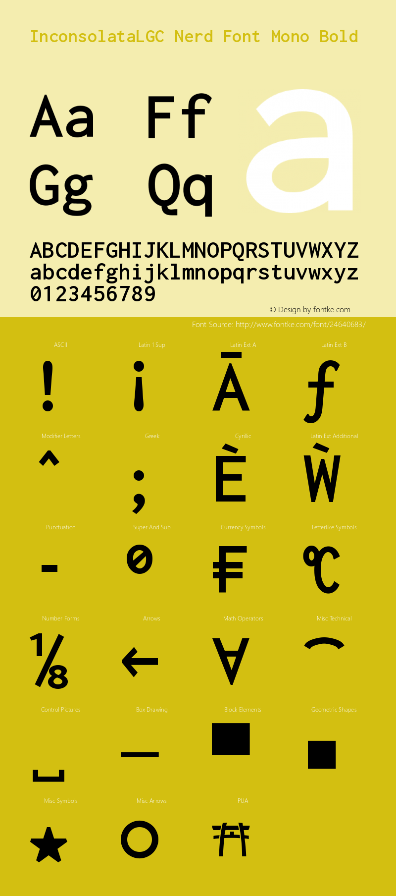 Inconsolata LGC Bold Nerd Font Complete Mono Version 1.3;Nerd Fonts 1.2.0图片样张