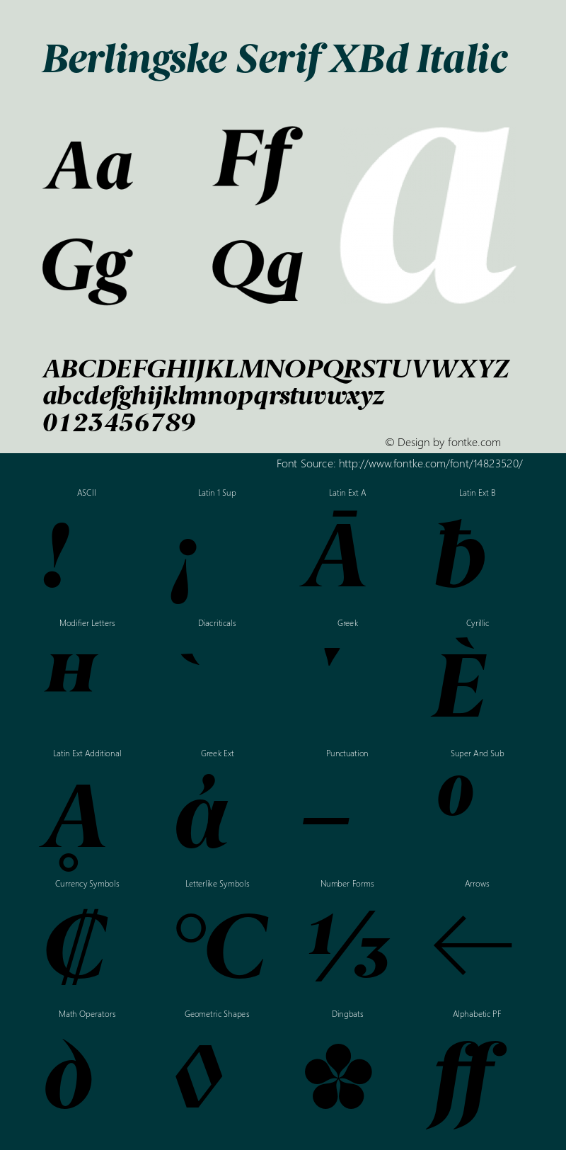 Berlingske Serif XBd Italic Version 1.004图片样张