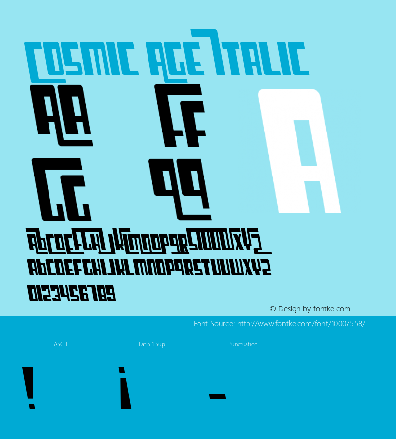 Cosmic Age Italic Macromedia Fontographer 4.1 2/10/99图片样张