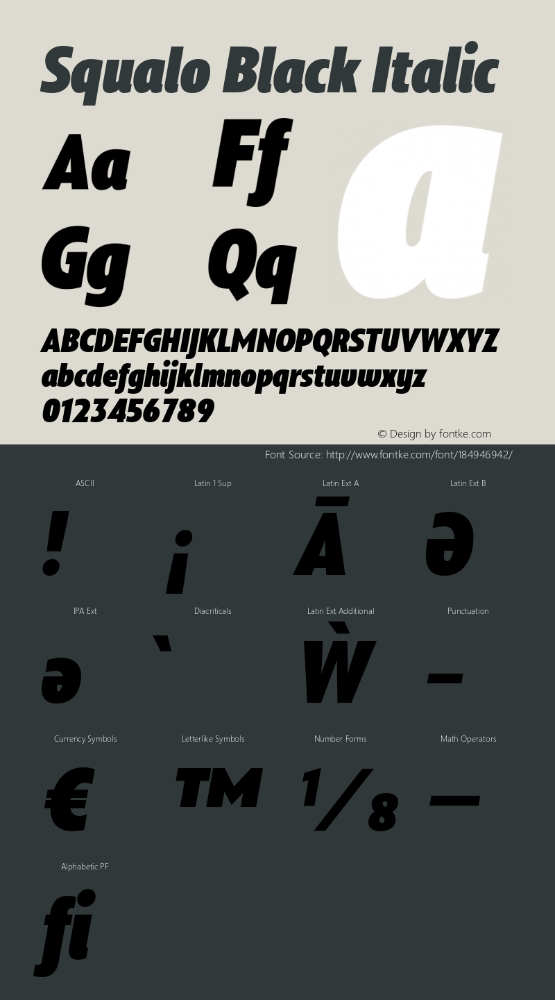 Squalo Black Italic Version 1.000;PS 001.000;hotconv 1.0.88;makeotf.lib2.5.64775图片样张