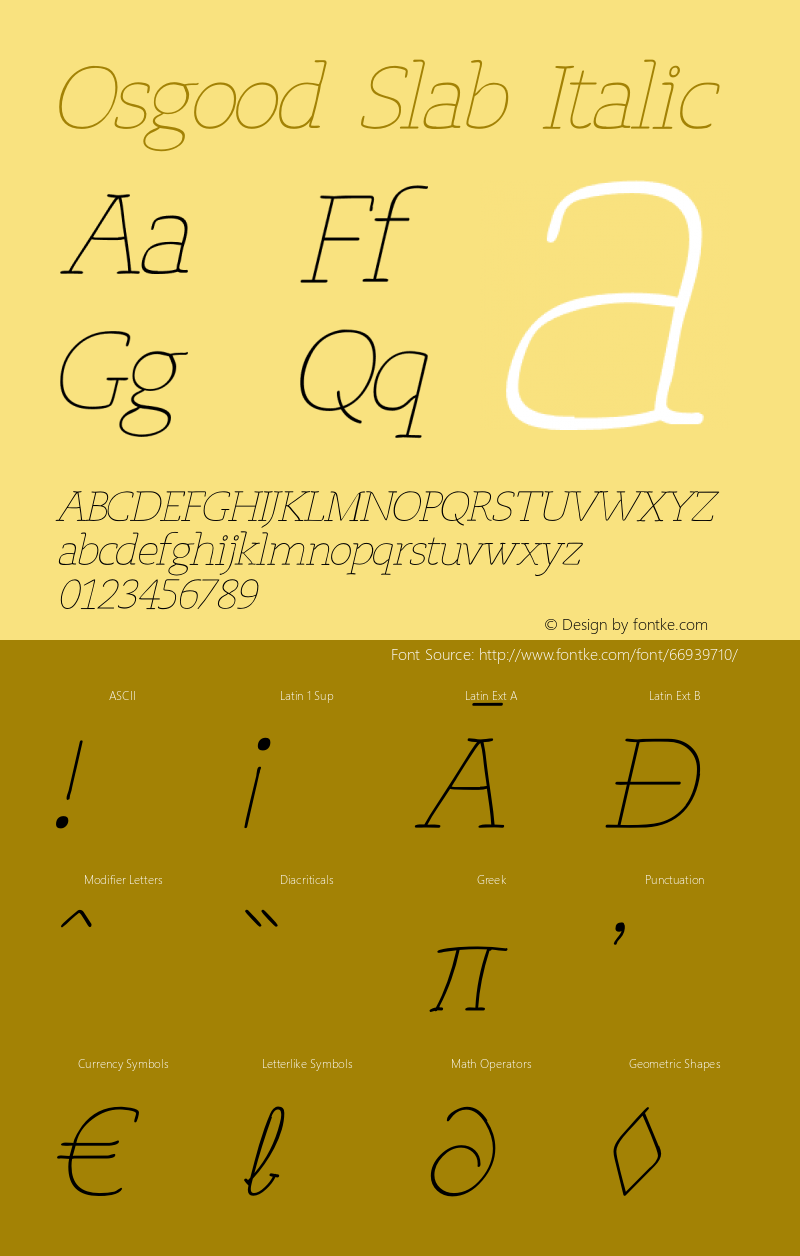 Osgood Slab Italic Version 1.30 June 15, 2016图片样张