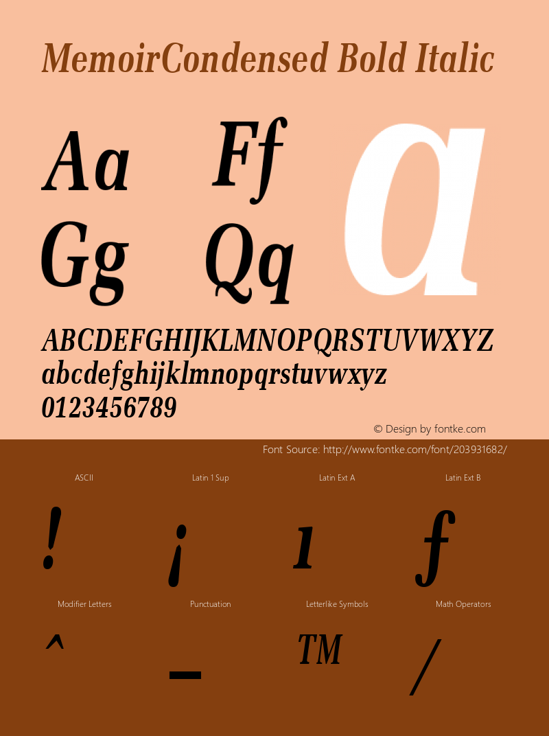 MemoirCondensed Bold Italic Altsys Fontographer 3.5  7/15/96图片样张