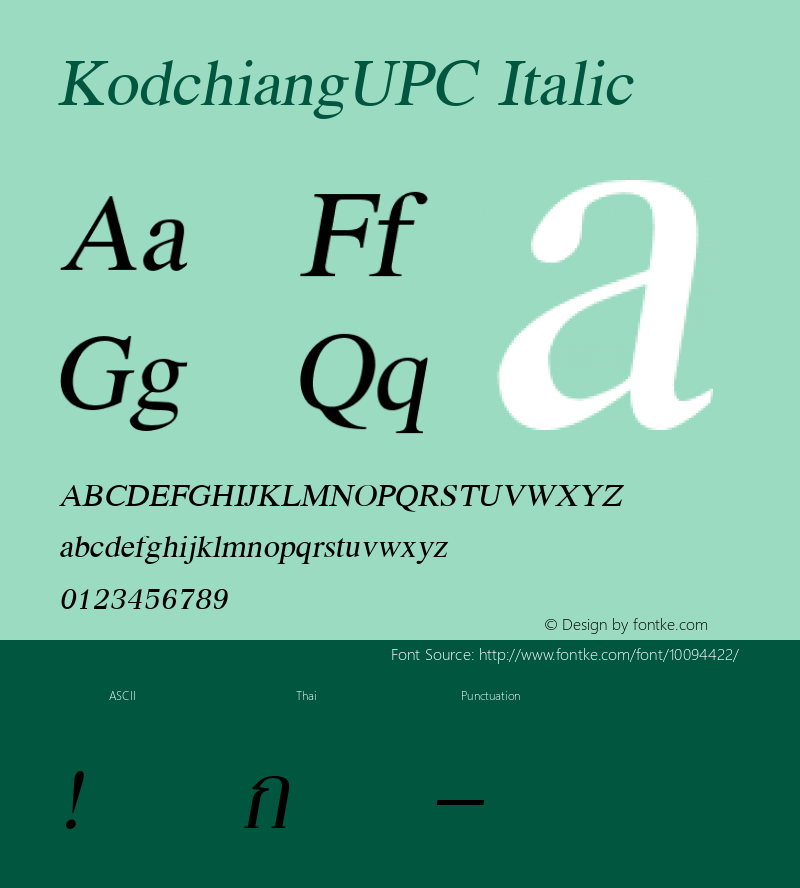 KodchiangUPC Italic Version 2.20图片样张