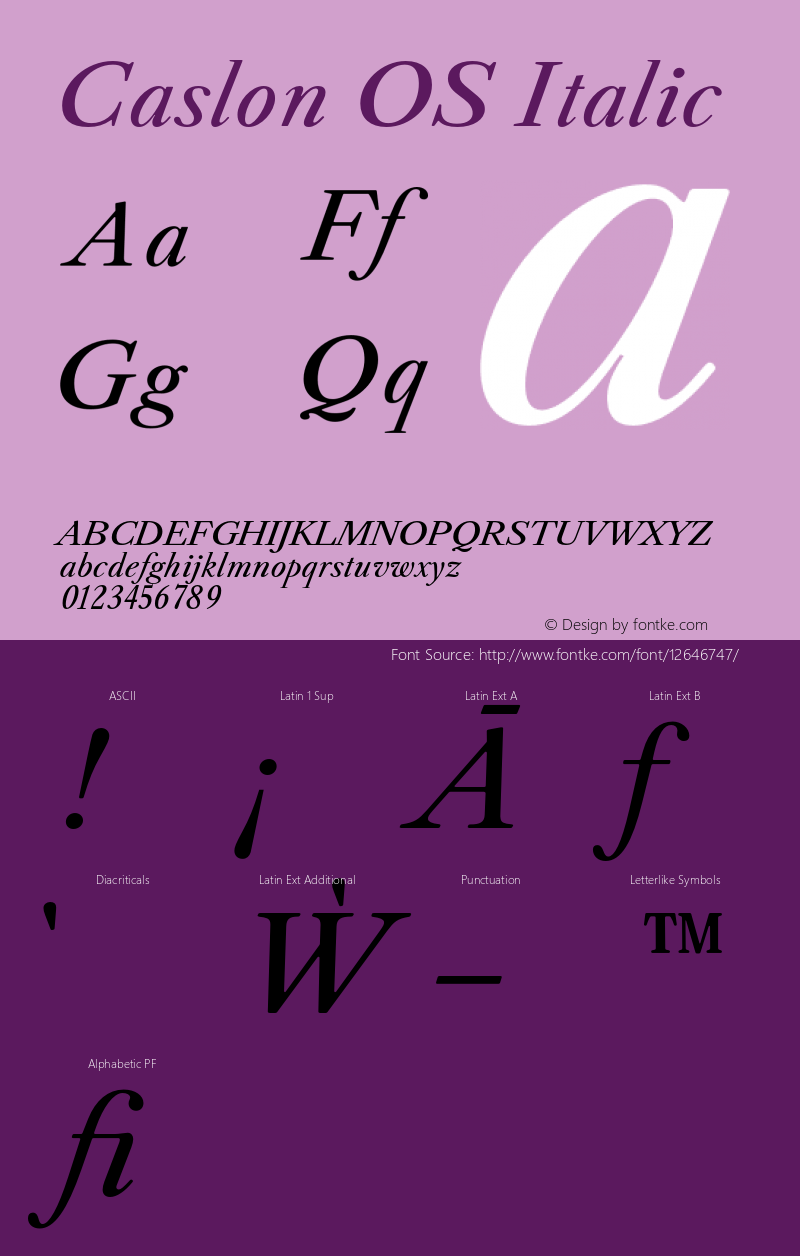 Caslon OS Italic Version 1.000;PS 001.000;hotconv 1.0.88;makeotf.lib2.5.64775图片样张