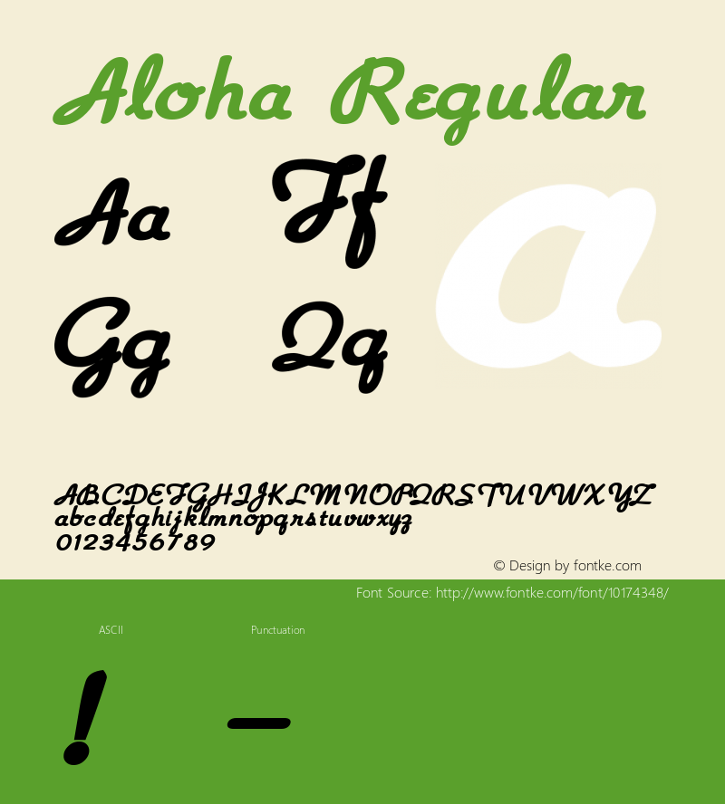 Aloha Regular Macromedia Fontographer 4.1.4 9/10/06图片样张